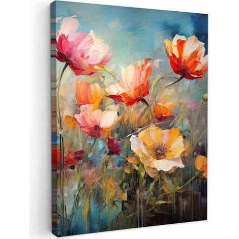 TABLEAU SUR TOILE Fleurs - Aquarelle - Art - Botanique - Nature Tableau Moderne 30x40 cm