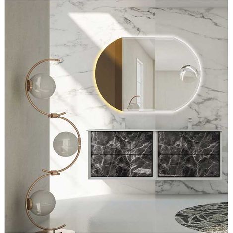 Mobile Bagno Bellagio140 cm SospesoBlack stone Base 4 cassetti - Lavabo doppia vasca in Resina (1/5)