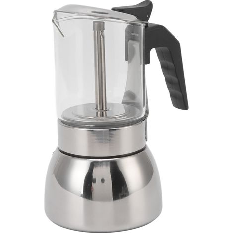 Cafetière italienne classique portable en verre et acier inoxydable résistant à la chaleur, 300 ml, idéale pour la maison et les cafés. (1/5)