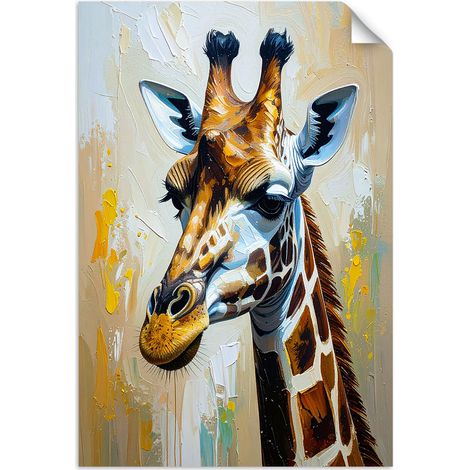 Selbstklebendes Poster – Wandsticker Giraffe in Ölfarbe imitiert 80x120 cm