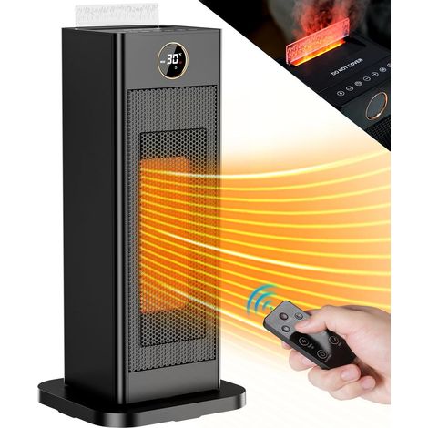 Mini radiateur soufflant électrique à économie d'énergie avec thermostat et humidificateur d'air oscillant à 90° - Chauffage électrique PTC silencieux - Mode ECO - Pour chambre à coucher (1/5)