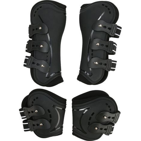 Horse front and rear leg boots, shock absorption, breathable open-shell PU tendon for show jumping, riding M
