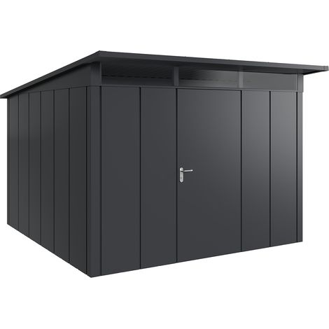 Hörmann Metall-Gerätehaus "Juno" mit Pultdach, JPD14 - Design, 310 x 310 cm (B x T), anthrazit, 1-flüglige Tür, Anschlag rechts (1/5)