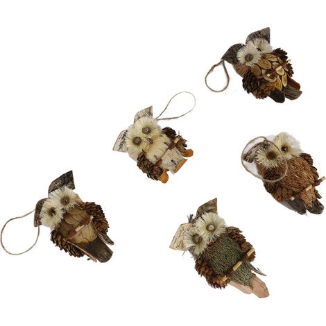 【Decoración colgante de búho】Decoración de búho para patio y jardín con 5 colgantes de ramas, dimensiones: 11 × 6 × 3 cm, multicolor (1/5)