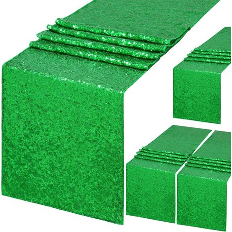 Lot de 4 chemins de Table à Paillettes Vertes 30,5 x 183 cm pour Mariage, Anniversaire, fiançailles, Saint-Patrick, Salle à Manger, Noël, décorations de Table (1/5)
