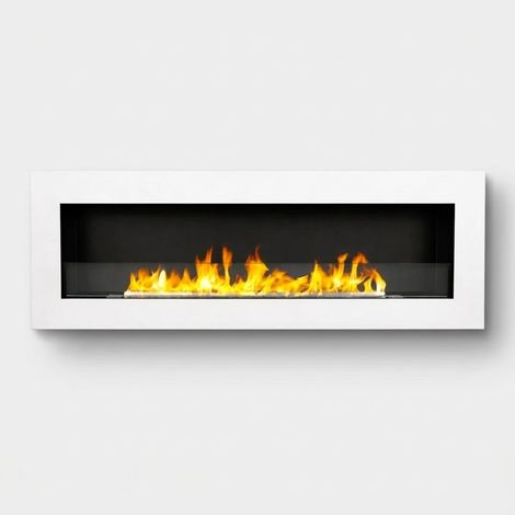 Cheminée au bioéthanol encastrable murale bio-cheminée 120x40 LIVORNO 120 Blanc (1/5)