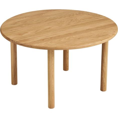 Table basse ronde Ø70cm plateau et pieds en chêne naturel - JOSETTE