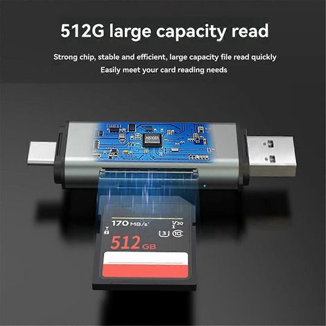 Adaptateur double connecteur USB C et USB 3.0 pour cartes Micro-SD/TF -- (1/5)