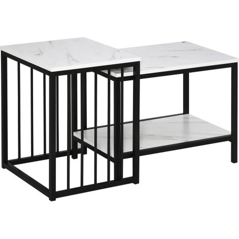 Couchtisch 2er-Set Beistelltisch, Kaffeetisch, Satztisch, Sofatisch im Moderndesign, Wohnzimmertisch mit Marmoroptik, für Schlafzimmer, Stahl
On-Site
