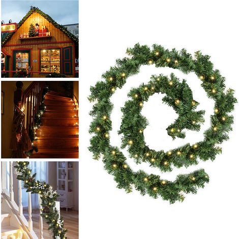 Randaco Weihnachtsgirlande 5M 100 LED Lichterketten warmweißes Licht Kunststoffgirlande dekorative Lichter fur Tursims Dachzaun Partys