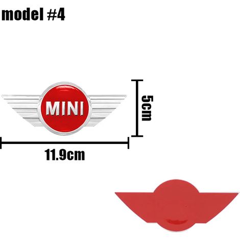 (Argent Rouge 11,9 cm) - Autocollant logo ABS pour capot avant et coffre arrière de voiture, compatible avec Mini Cooper R50 R53 R60 F55 F56 R56 R55 R60 (1/5)