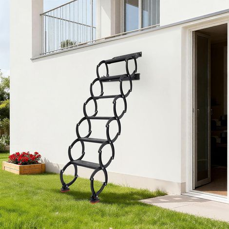 Dachbodentreppe, 6 Stufen Wandmontierte Ausziehbare Klapptreppe, Wandmontierte Dachbodenleiter, rutschfesten Stufen Loftleiter, Teleskop-Stufenleitern, Tragkraft 200 kg (1/5)