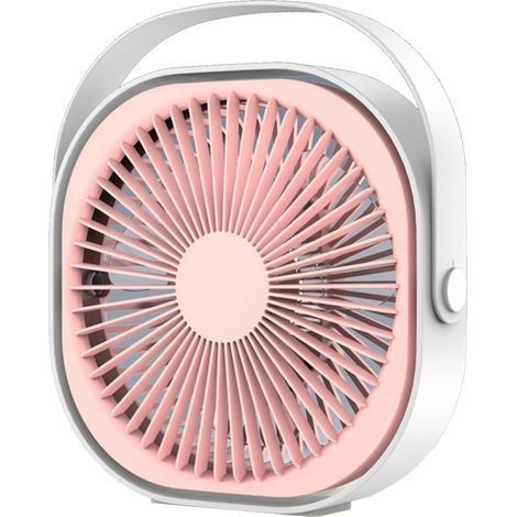 Ventilateur bureau USB 15 cm, 3 vitesses rotation 360° silencieux rose (1/3)