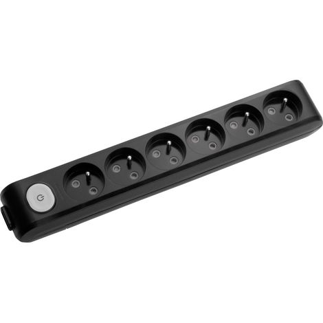 Multiprise X-TENDIA 6x Prise 2P+T (NF), Sans câble avec interrupteur on/off Noire - PANASONIC