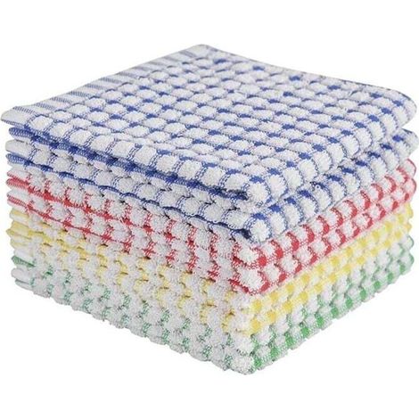 Chiffons à vaisselle pour laver la vaisselle de cuisine, chiffons à vaisselle super absorbants, chiffons de nettoyage en coton éponge, paquet de 8, 12x12 pouces (1/4)