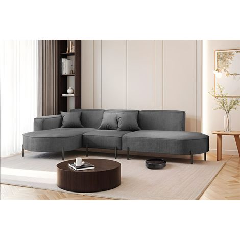 Ecksofa Designersofa VALENCIA in Stoff Scala Anthrazit Ottomane Links (1/2)
