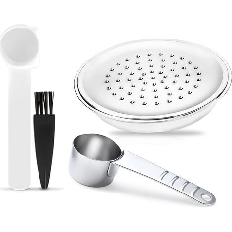 Reusable Coffee Capsule for Senseo HD7801 and Senseo HD6592 Refillable Stainless Steel Coffee Pod Filter with Metal Spoon (1/5)