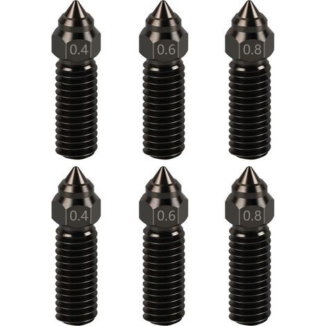 3D printer extruder hot end nozzle kit - includes 2 x 0.4mm hardened steel nozzles + 2 x 0.6mm nozzles + 2 x 0.8mm nozzles for Creality K1 / K1 max / Ender 3 V3 ke (1/5)