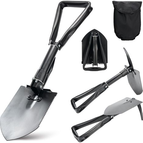 Pelle pliante de camping 58 cm, truelle pliable multifonction, livrée avec une boussole (1/5)