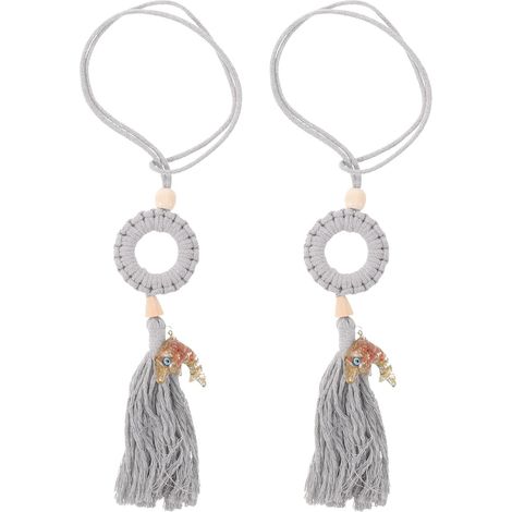 Embrasses de Rideaux Tressées 2pcs Pompons Décoratifs pour Salon Bureau (1/5)