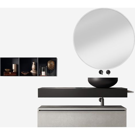 Mobile bagno sospeso con specchio led e pensili Astra