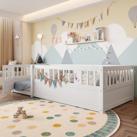 MEUBLIV Kinderbett 90x190 cm Weiß – Sicherheitsgitter und Monddekor, ohne Matratze (1/5)