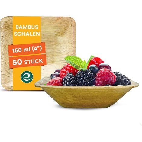 Grands bols en feuilles de palmier 100 % compostables de 15,2 cm 453,6 g [lot de 50] Bols à dessert jetables style bambou I Bol robuste et respectueux de l'environnement I Bols écologiques biodégradab (1/5)