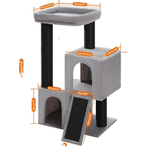 Arbre à chat, design multi-niveaux, espaces de condo confortables, AMT0267BK, L (1/2)