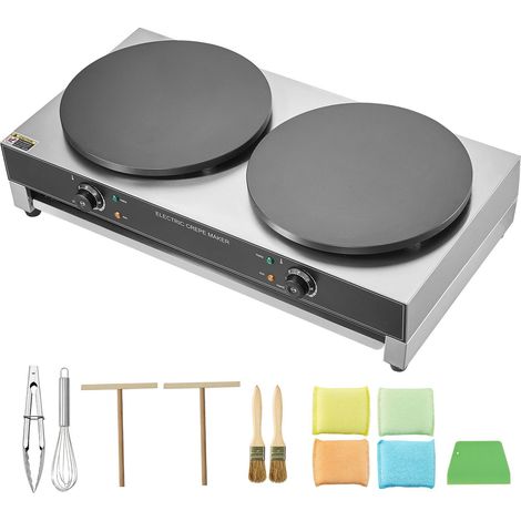 Crêpière Électrique 16 Pouces, Double Plaque Commerciale 6000W, Antiadhésif Inox, Contrôle de Température, Usage Professionnel (1/5)