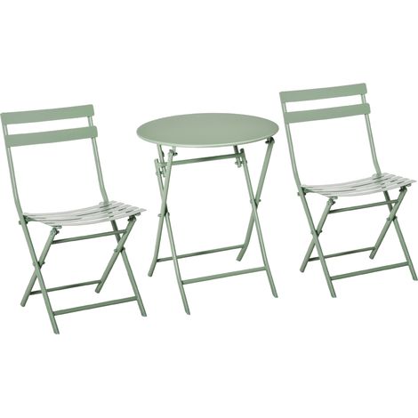 Salon de jardin pliable 2 places CHARLOTTE vert d'eau (1/5)