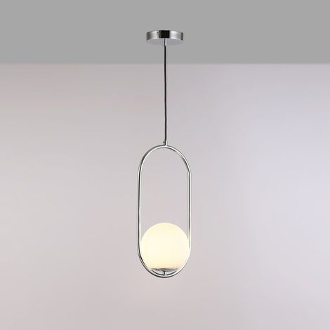 Suspension boule en verre "JOHN" - E27 - Ø 15cm - Chromé
