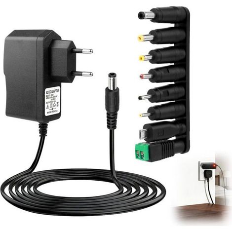 6V 2A Transformateur Alimentation Ac 230V À Dc 5,5X2,1Mm Avec 8 Connecteur (1/5)