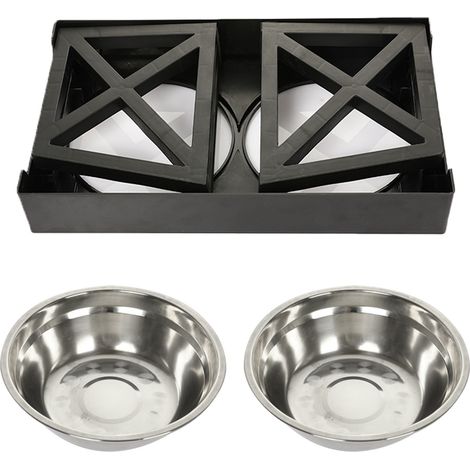 Filiyano-Gamelle surélevée pour chien, 3 hauteurs réglables, en acier inoxydable, distributeur de croquettes pour chat, 2 bols (1/5)