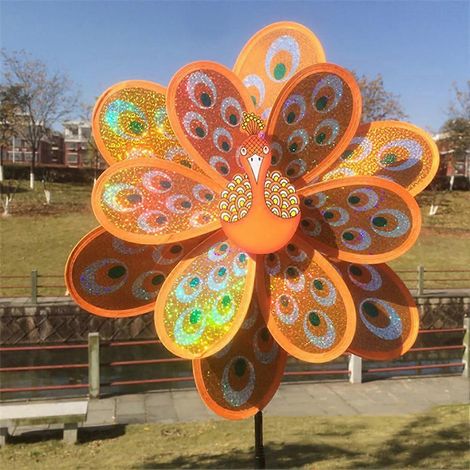 Doppellagiges Glitzer-Pfauenspielzeug, bunte Wetterfahne für Kinder, neues drehbares Windspielzeug.