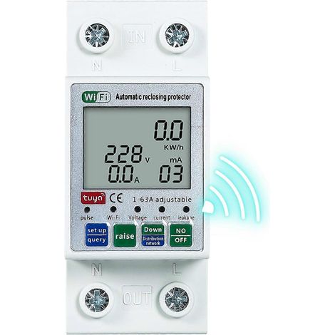 Voltmètre-ampèremètre domestique, protecteur de réenclenchement intelligent WiFi Tuya, mesure de courant et de tension, surveillance de la consommation d'énergie, relais, disjoncteur, protecteur d'int (1/5)