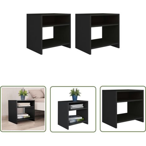 INLIFE 2 pcs Tables de chevet Noir 40 x 30 x 40 cm Aggloméré (1/5)