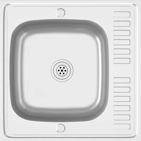 Fregadero de cocina con escurridor acero inox 600x600x155 mm vidaXL (1/4)