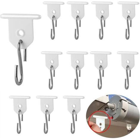 12 sets of pipe hooks: rod hooks, S-hooks, 2-hole adjustable hooks, accessories, awning hooks, curtain hooks (white) (1/5)