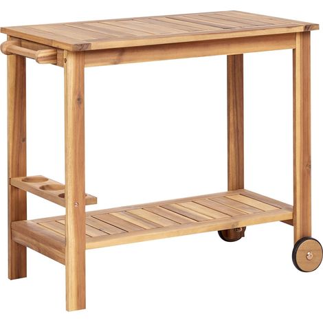 Carrello porta bevande da giardino su ruote in legno d'acacia certificato 47 x 90 x 74 cm Sassari II