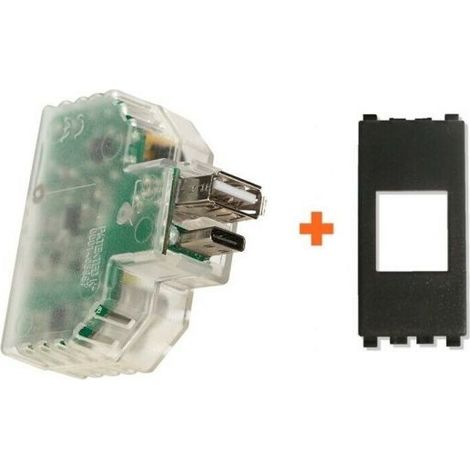 Fanton caricatore USB A+C 5V 2,4A compatibile Vimar Arke nera - 82893-VN