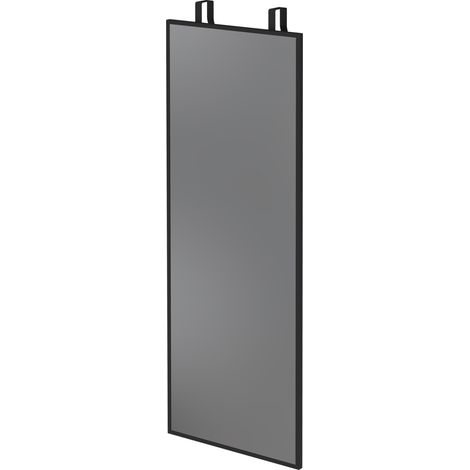 Miroir Mural Rectangulaire 110 x 40 cm, Verre Trempé Cadre Aluminium Crochets Réglables, Noir, pour Entrée Chambre Couloir Déco Maison (1/5)