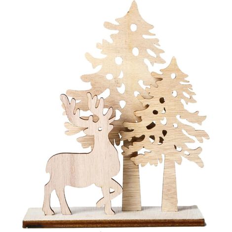Décorations de Noël en Bois Cerf Créatif, Décoration Festive Unique Maison, Présent Original en Bois pour Ambiance de Fête (1/5)