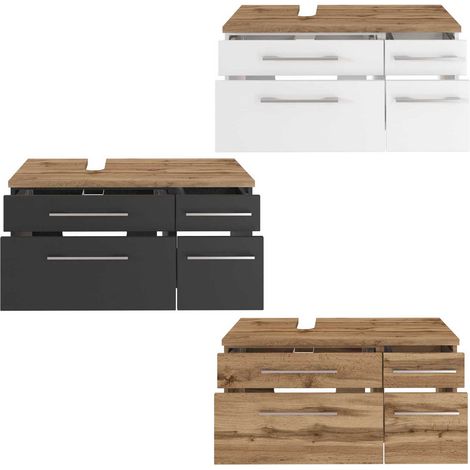 Waschtischunterschrank 90 cm, Siphonausschnitt Links TAREE-03 in matt grau (1/5)