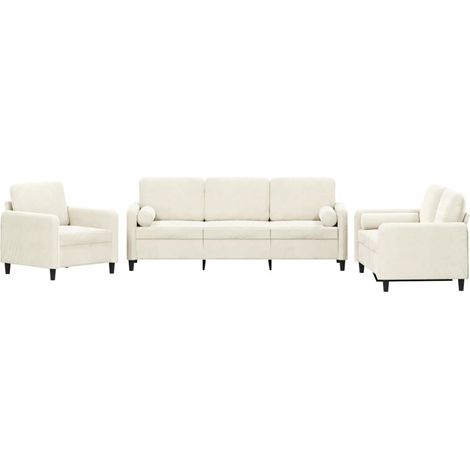 Maison Exclusive - Set di Divani 3 pz con Cuscini Crema in Velluto (1/5)