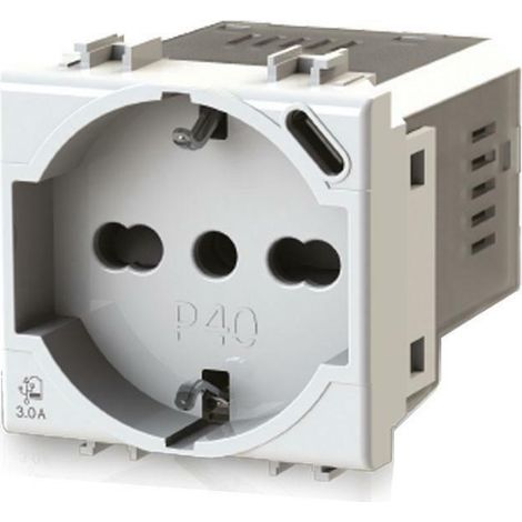 4 caja schuko socket p40 con usb 3.0a con conector tipo c para vimar arkè color blanco 4b.v19b.p40.usb