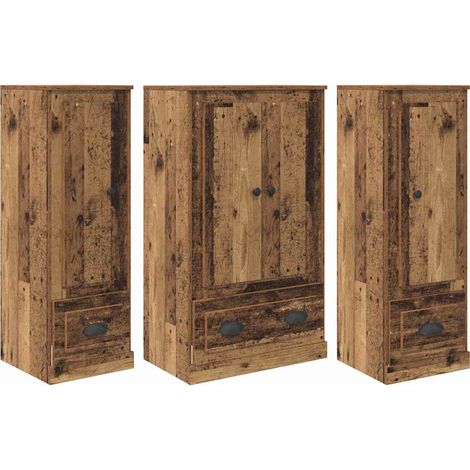 Aparador alto 3 pcs Madera envejecida Madera de ingeniería vidaXL