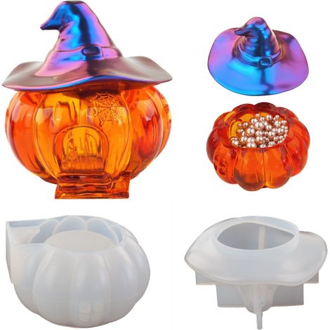 Moule en silicone Halloween sorcière citrouille elfe, moule miroir, boîte de rangement pour bonbons et loisirs créatifs (1/5)