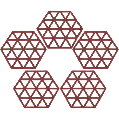 Tapis de table multifonctionnel en forme de losange creux, résistant à la chaleur et antidérapant (bordeaux) (1/4)