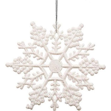 12 flocons de neige décoratifs en plastique pour sapin de Noël (blancs)