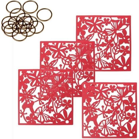 Lot de 4 Panneaux de séparation à Suspendre pour hôtel, Maison, Bar, Chambre, 40 x 40 cm, Rouge (1/4)